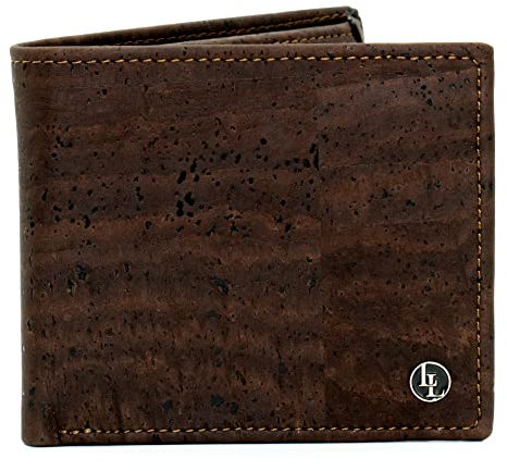 Locklair Herren Geldbörse aus veganem Korkleder, Männer Portemonnaie mit RFID-Schutz, Vegan Wallet, Kork Geldbeutel nachhaltig (Dunkelbraun)