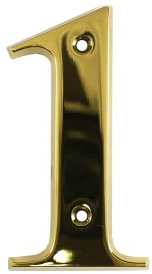 UAP House Numbers - 3 Inch Door Numbers Signature Screw Fix Bevelled Edge For Front Door, Address Number Screw On For Doors And Gates, Letter Times Roman Font (Number 1, PVD Gold)