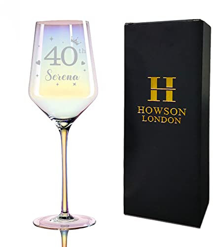 howson london Personalised Wine Glasses Engraved Birthday Gifts for Her Him 40th 50th 30th Gifts for Women Men Any Age Name Engraved Enoteca 400ml 13.5oz with Gift Box(Birthday)