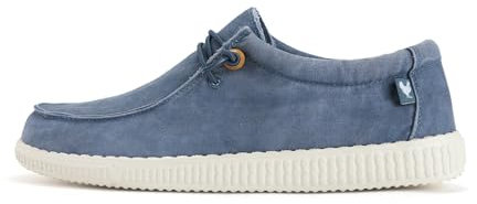 WALK IN PITAS | WP150 WALLABI Washed | Mocasines de Hombre | Náuticos Casual | Zapatillas de Verano | Zapatos de Hombre Casuales y Cómodos | Zapatos de PITAS para Hombre | Azul 42