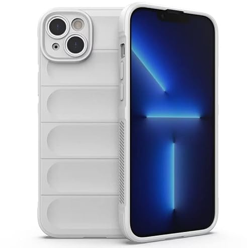 RankOne Coque en Silicone Liquide Airbag pour iPhone 14 Plus (6.7 inches), Housse Etui de Résistant Aux Chocs de Bouclier - Blanc