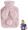 Abonda Bouillotte en lapin, bouillotte recouverte polaire, chauffe-cou et mains en PVC, housse amovible et lavable en peluche douce
