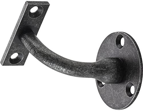 Halcö Handlaufträger rund mit Dreipunktbefestigung, Handlaufhalter Wandabstand 78 mm, Handlauf Halterung Stahl schwarz passiviert