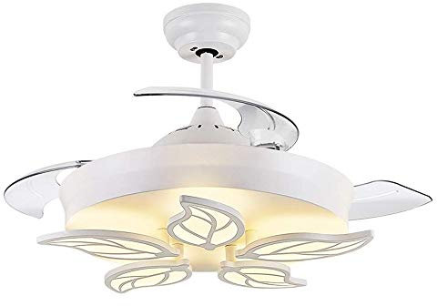 ZEDARO 42 Inch Ceiling Fans Retractable Blades LED Ceiling Fan Three Color Change Crystal Chandelier with Remote Control
