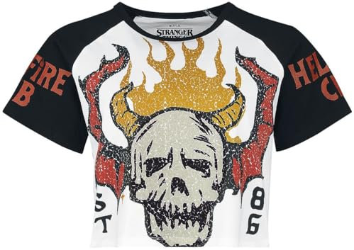 Stranger Things Hellfire Club Frauen T-Shirt schwarz/weiß S 100% Baumwolle Fan-Merch, TV-Serien