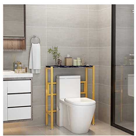 Estante superior dorado que ahorra espacio para lavadoras, fregaderos y baños, estante de inodoro de una sola capa, estante de esquina de almacenamiento perfecto en Amazon