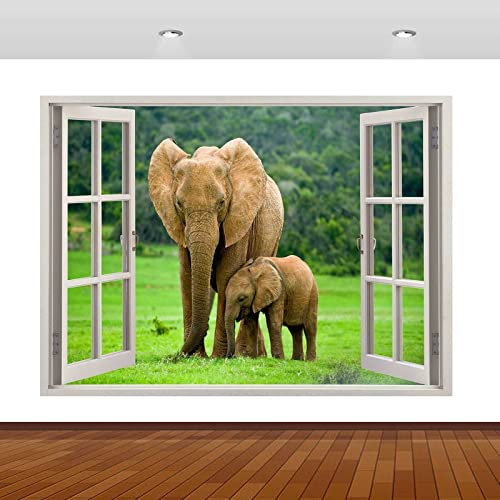 Wandsticker Elefant Baby Dschungel Tiere Zoo 3D Zertrümmert Wandaufkleber Poster Vinyl Wandbild 70x110cm