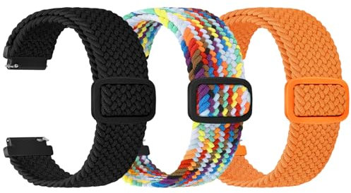 Bracelet Tressé 22mm Compatible avec Samsung Galaxy Watch 3 45mm/Galaxy 46mm/Gear S3 Frontier/Classic, Remplacement Réglable Élastique Sport pour Redmi Watch 5 Lite/5 Active