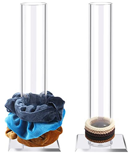 2Pcs 11 Inch Scrunchie Holder Stand, MOFASVIGI Elastic Band Storage Hair Tie Organiser Clear Acrylic Scrunchie Rack for Teen Girl Women Gifts, The Perfect Scrunchy Display Organiser