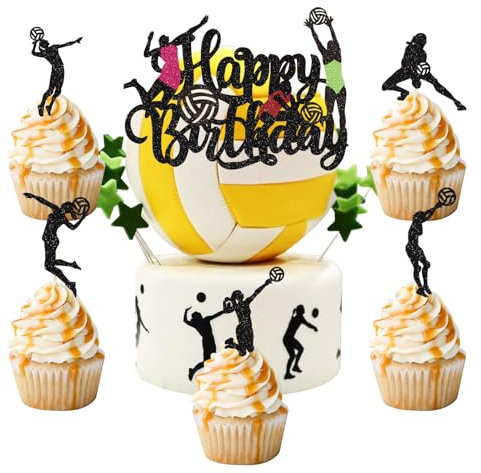 26 Stück Volleyball Tortendeko Volleyball Spiel Spieler Cupcake Toppers Sport Theme Kuchen Topper für Volleyball Thema Baby Shower Kinder Jungen Mädchen Geburtstag Party Kuchen Dekorationen Supplies