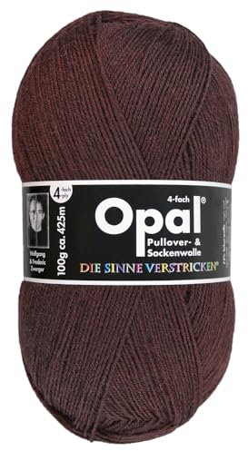 Frida's Wollhaus Opal 100 g Uni 4-fach Sockengarn Strümpfe Stricken filzfrei Wolle 35 Farben (5192 | Dunkelbraun)