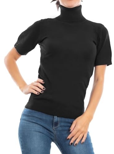 Toocool Maglione Donna Dolcevita Collo Alto Maniche Corte Basic Pullover S5301