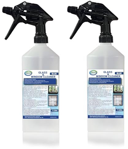 JOVS Glass and Window Cleaner 2X1L- Shower Glass, Mirror, Window Cleaner Liquid - Streak-Free Grime Remover, Glasses Spray Cleaner for Crystal Clear Surfaces. Indoor and Outdoor Shine