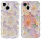 ZhuoFan 2 Stück Handyhülle für iPhone 13 6,1'' Hülle, Ölgemälde Blume Aesthetic Glitzer Weich Schutzhülle, Soft Silikon Case Stoßfeste Painting Flowers Mädchen Silikon Case, Violett