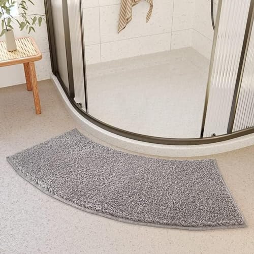 Tappetino Da Doccia Curvo, Tappetino da bagno antiscivolo a forma di ventaglio 40 x 100 cm tappeto ultrassorbente, Adatto per il bagno