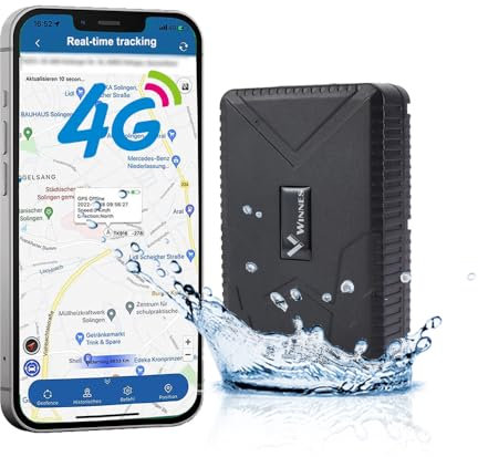 Winnes GPS Tracker 4G Auto Bereitschaft 90 Tage Mit Kostenlosen Apps Für Pkw Weltweite Ortung Verfolgung IP58 Wasserdicht Starker Magnet