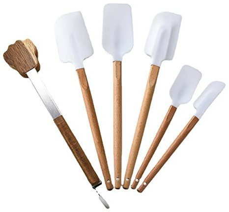 Pttnyuere Ensemble de Spatules en Silicone Grattoirs Antiadhésifs Spatule en Silicone avec Pinces Alimentaires pour Mélanger la Cuisson Cuisson