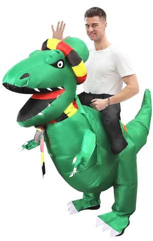 IRETG Dinosaurier Aufblasbares Kostüm Erwachsene Lustige Aufblasbare Dinosaurier Kostüme Halloween Verkleidung für Lehrer Schulparty