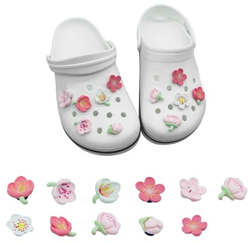 Aikeis 11 Stück modische rosa Kirschblüten-Schuhschnallen-Dekoration, Kirschblüten-Rosa-Blumen-Dekorationsset, passendes Geschenk für Frauen und Kinder