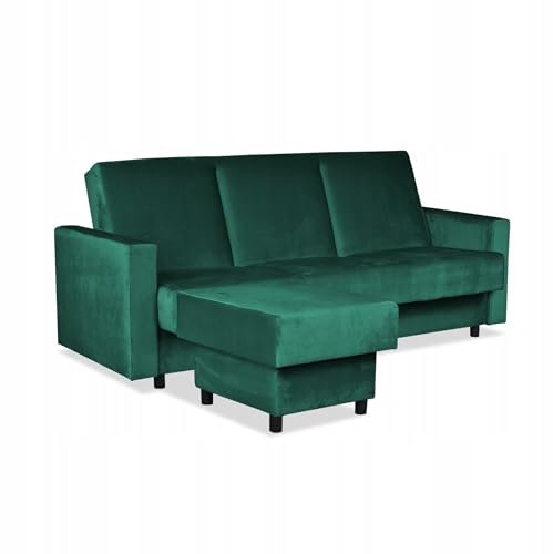 Family Meble Ecksofa, Modell Alicja, mit Schlaffunktion, Freistehendes, Ausklappbares, Behälter für Bettwäsche, Strapazierfähiges Material, Schmutzabweisend, für Wohnzimmer, Schlafzimmer, Monolith 37