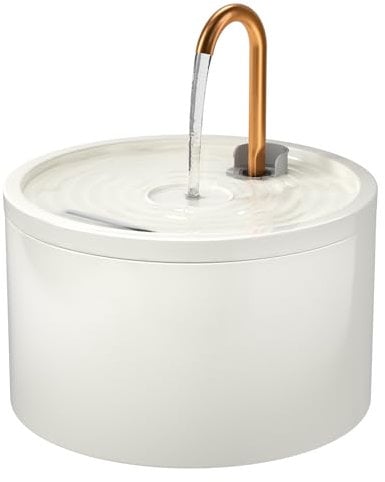 Fontaine à Eau Chat Céramique – 2,1L – Silencieuse et Hygiénique – Filtre à Eau Propre – Facile à Nettoyer – pour Chats et Chiens – Couleur Blanche