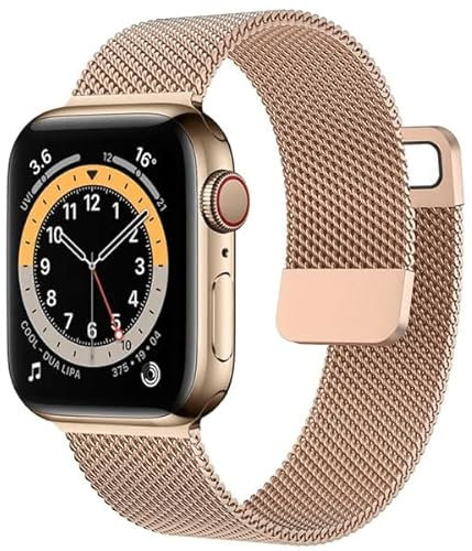 Gift4Me Pulsera Milanesa con Cierre Magnético Compatible con Reloj Apple Watch Series 10-46mm - Oro Rosa