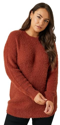 EVANS Curve Rust Orange Fluffy Knitted Jumper - Women's - Plus Size Curve