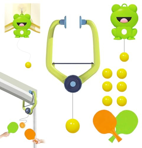 Door Ping Pong Set Game, 6-Piece Doorframe Ping Pong Balls, Hanging Table Tennis Sets Trainer with Racket and Balls, Hand-Eye Coordination Games for Fun