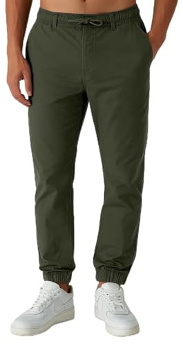 Smith & Solo Pantalon chino pour homme - Pantalon de loisirs - Pantalon chino en coton - Pantalon de travail pour homme avec cordon de serrage - Pantalon de jogging - Chino long, kaki, XL