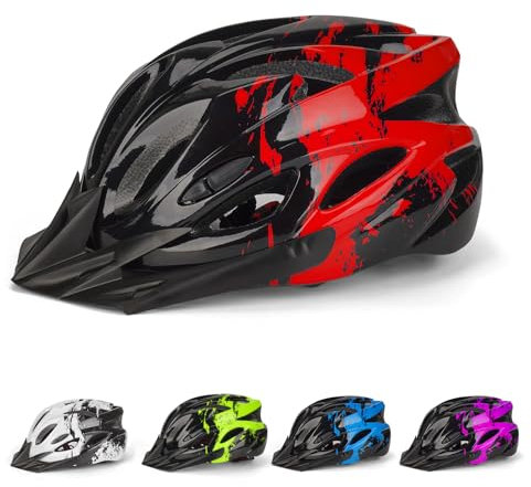 Fahrradhelm Kinder, Verstellbarer Kinderhelm für Jungen und Mädchen im Alter von 3–15 Jahren, Multisport-Kinderhelm (50–59cm), Sicherheitshelm für Fahrrad, Roller, Skating (Red, M:54-59cm)