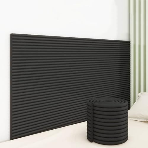 Aocet Wandpolster Wandkissen Bett Selbstklebend für Kinderzimmer, 20x200cm Polsterpaneel Wand, Kinder Kantenschutz aus Schaumstoff, Wandpaneele Gepolstert(Schwarz)