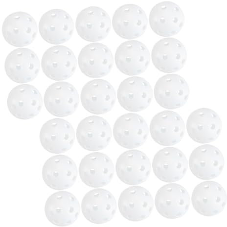 Toyvian 30 Stück Übungsgolfbälle für den Außenbereich Loch Ausbildung Übungsbälle für Golf hohl pro Gelb eines übenden Golfspielzeugs Golfbälle für die Driving Range Plastik Weiß