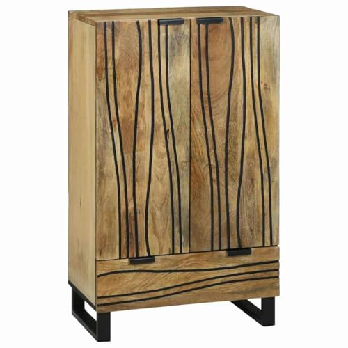 vidaXL Hochboard Braun 60 x 33 x 100 cm massives Mangoholz | Bietet viel Platz, um deine Sachen unterzubringen, Sieht richtig gut aus mit schicken Einlagen,