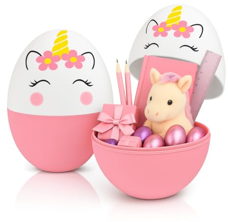 2er-Set Einhorn Überraschungsei 25 cm – Rosa Geschenkbox zum Befüllen – DIY Geschenkidee für Kinder, Mädchen, Frauen – Ideal für Geburtstag, Einschulung, Ostern, Geburt, Weihnachten
