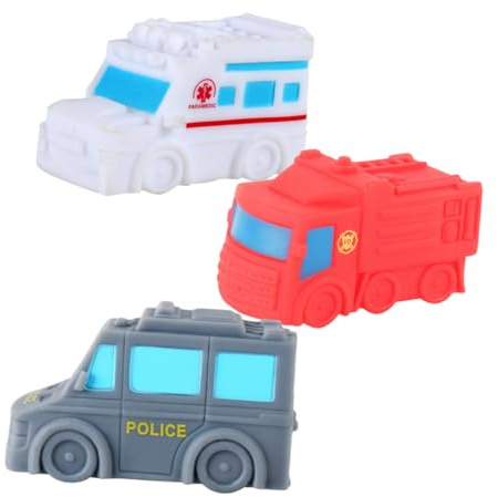 Uonlytech 3 Stück Badespielzeug Auto Spritzspielzeug aus Hautfreundlichem Vinyl für Kleinkinder Badezeit Wasserspaß