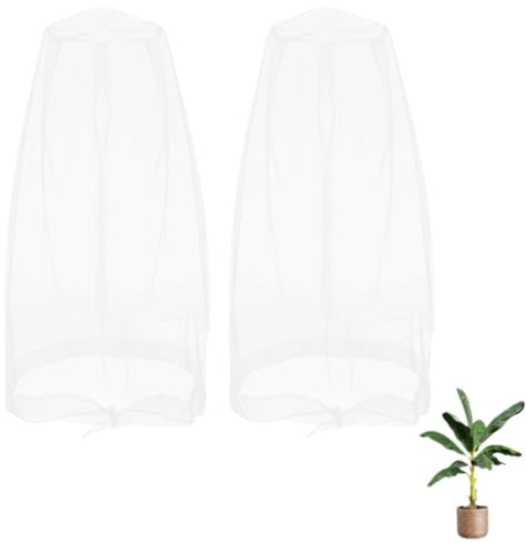 ApexPine 2 Pcs 46x46cm Drawstring Plant Pot Insect Net Covers | 2 pack 46x46cm fine mesh plant pot net covers with drawstring, dual use insect protection for garden plant care daily use