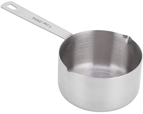 Edelstahl-Messbecher mit Waage, Metall-Messlöffel, Küchenbedarf, Messschaufel zum Kochen, Backen, Zutaten, Hunde- und Katzenfutter (1 Tasse)