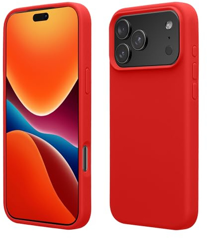 kwmobile Handyhülle für iPhone 17 Pro Hülle, für iPhone 17 Pro Case - Hülle Silikon - kabelloses Laden - Klassisch Rot