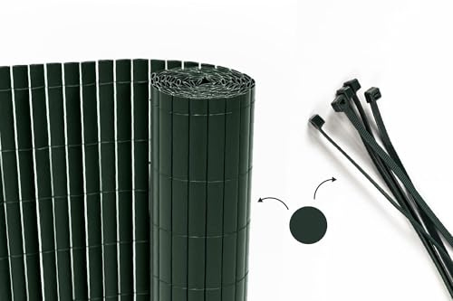 CASANOOV Canisse PVC VISO 10 m x 1,8 m Vert Brise Vue Occultant 95% Protection Terrasse Jardin Résistant Anti-UV Haute Qualité Lames 30 mm Densité 1,6 kg/m² Structure Fil Métallique Renforcé