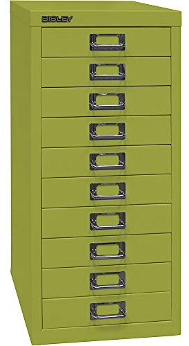 BISLEY MultiDrawer, 29er Serie, DIN A4, 10 Schubladen, Metall, 604 Grün, 38 x 27.9 x 59 cm