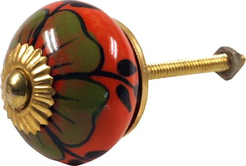 Keramik Möbelknopf, Möbelgriff, Schranktürknöpfe, handbemalt, Modell 98 | Durchmesser 3 cm, Gewinde M5, 4 cm lang, ideal für Schubladen.