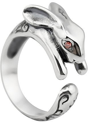 ELBLUVF 925 Sterling Silber Kaninchen Tier Ring für Frauen (Groß)