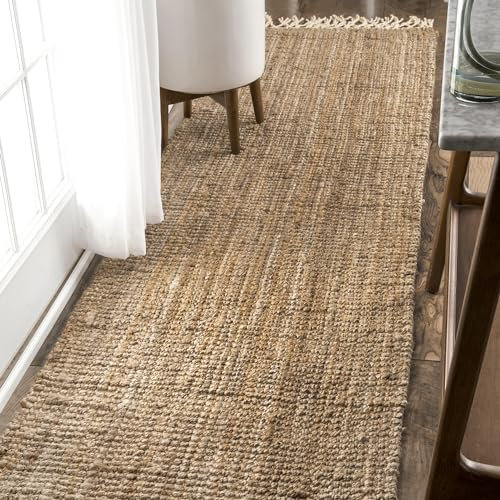 nuLOOM Raleigh Farmhouse Jute-Läufer mit Quasten, 60 x 30 cm, Natur