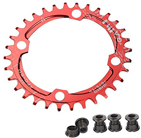 UPANBIKE Fahrrad schmal breit oval Form Single Kettenblatt Kettenblätter BCD 104 mm 32T 34T, 36T (34T, Rot)
