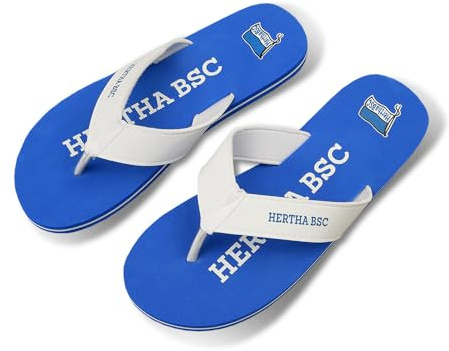 Hertha BSC Zehensandalen blau-weiß Badeschuhe Unisex Badeschlappen Flip-Flop