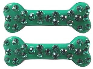 Gothic Knochen-Haarspangen mit Strass 2 Stück grün