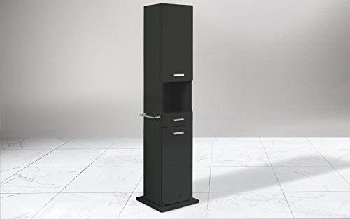Drehbare Badezimmersäule mit Spiegel und Handtuchstange - Drehsäule 2 Türen mit Öffnung links, 1 Schublade und 1 Fach für Tag cm 43 x 43 x 185 cm (STMB)