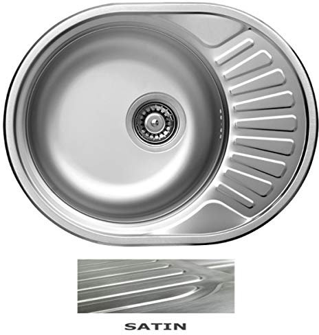 VBChome - Fregadero empotrable (45 x 57 x 16 cm, estructura de satén, con escurridor, acero inoxidable), Plateado