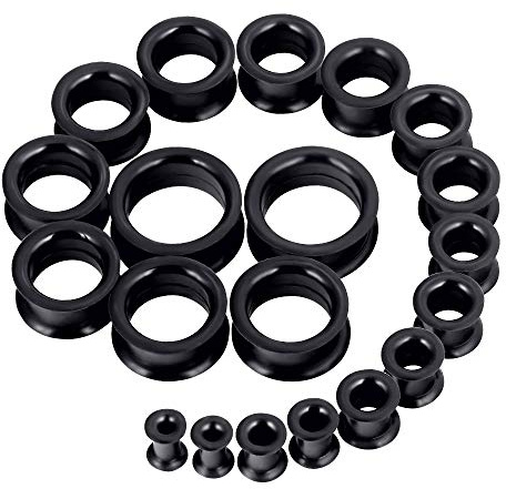 'Longbeauty 20pcs Tunnels Kit 2g-1'' Silicone Ear Skin Gauges Plugs Ear Expander Stretching Set'