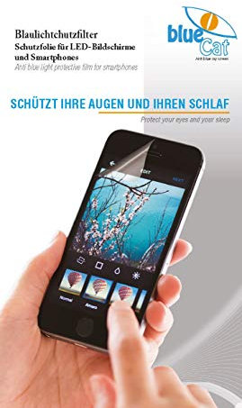 BlueCat Screen Neu Displayschutzfolie | mit 100% Blaulichtfilter | Augenschutzfilter für LED Bildschirme universal für smartphone 5,1 Zoll (6,6 X 12 cm) oder weniger
